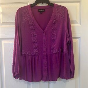 Lane Bryant Purple Embroidered Top